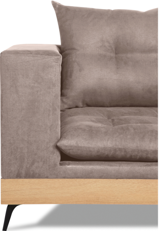 Απεικονίζει το ύφασμα και τα μαξιλάρια του γωνιακού καναπέ Athens Interium Δεξιά Γωνία σε Καφέ Ανοιχτό.